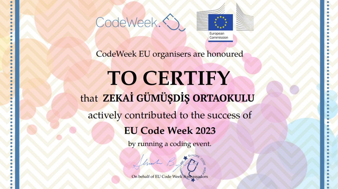 Zekai Gümüşdiş Kodluyor isimli CodeWeek haftası etkinliklerimizi tamamladık.